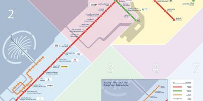 Metro line Dubai kaart