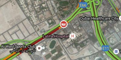 Latifa haigla Dubai asukoht kaardil