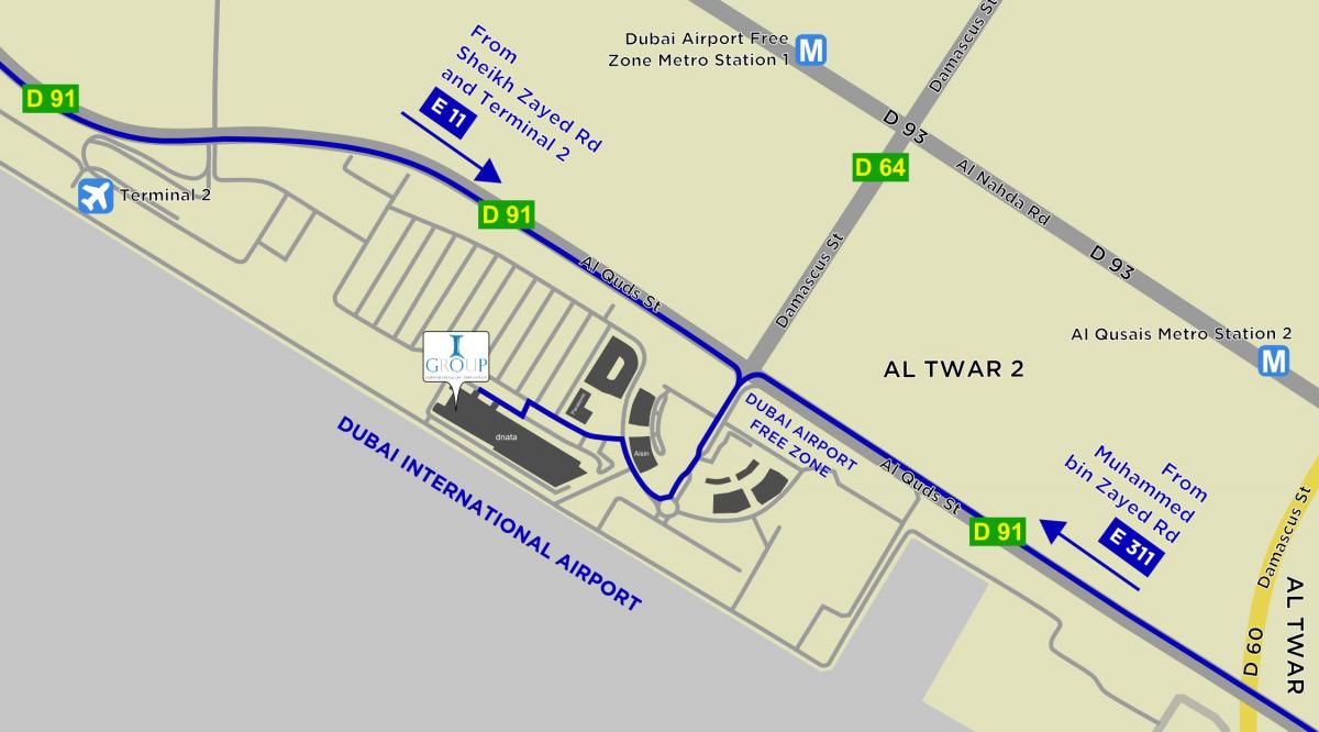 kaart Dubai lennujaama vabatsoon