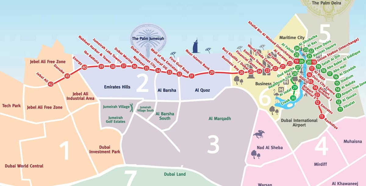 kaart Dubai linnaosade