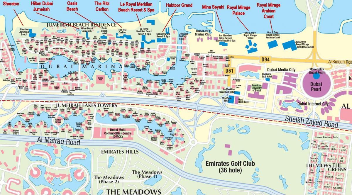 Dubai marina kaart hoone nimed