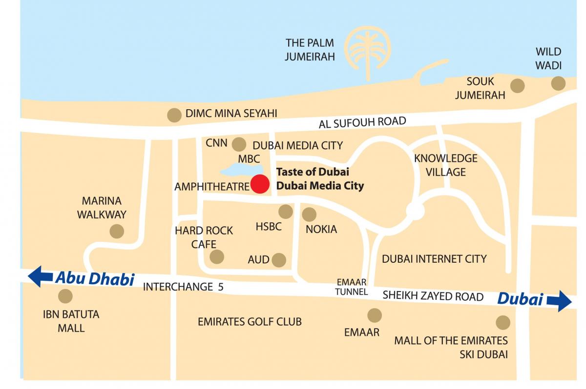 Dubai media city asukoht kaardil