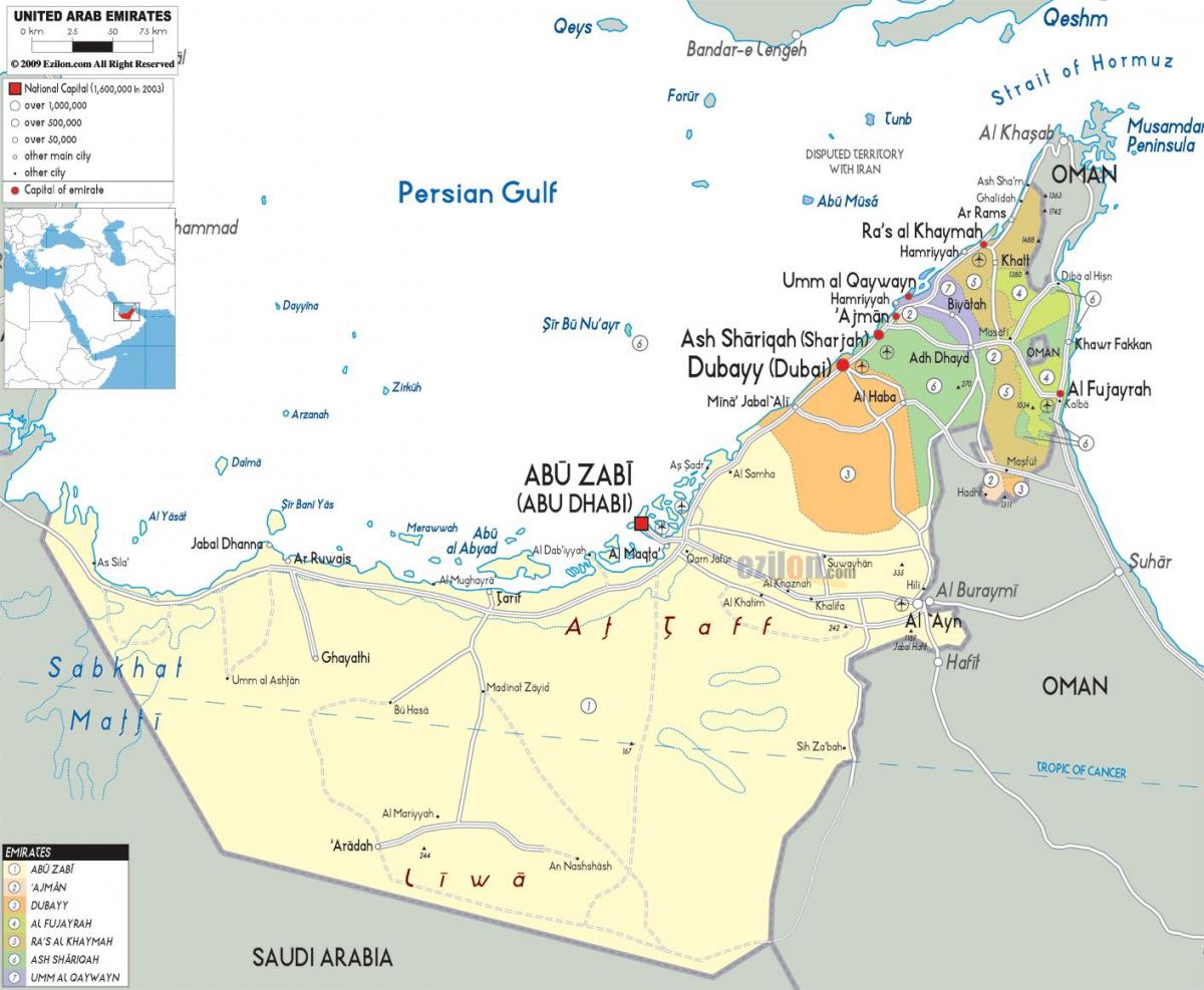 poliitiline kaart Dubai