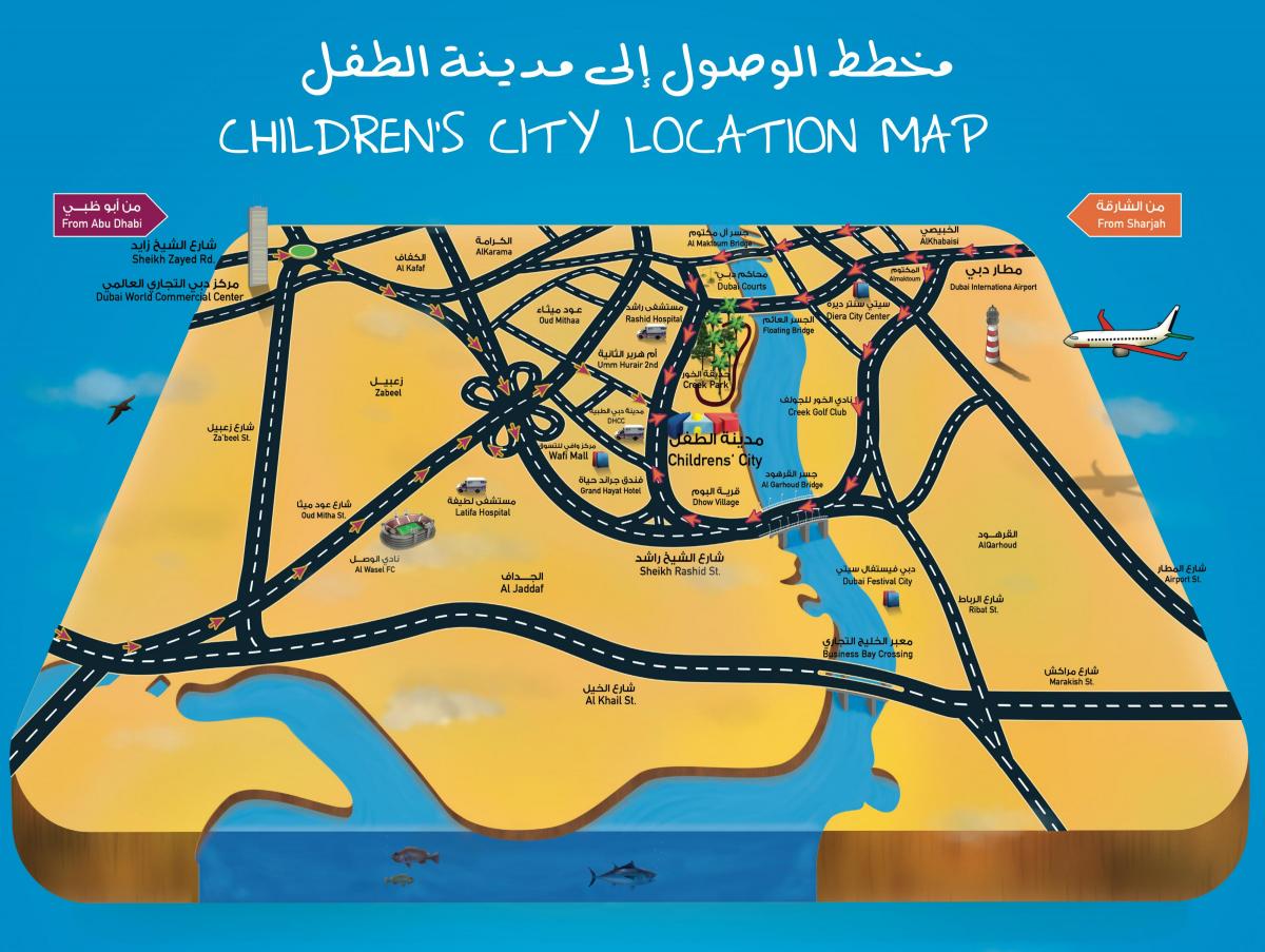 kaart Laste linna Dubai