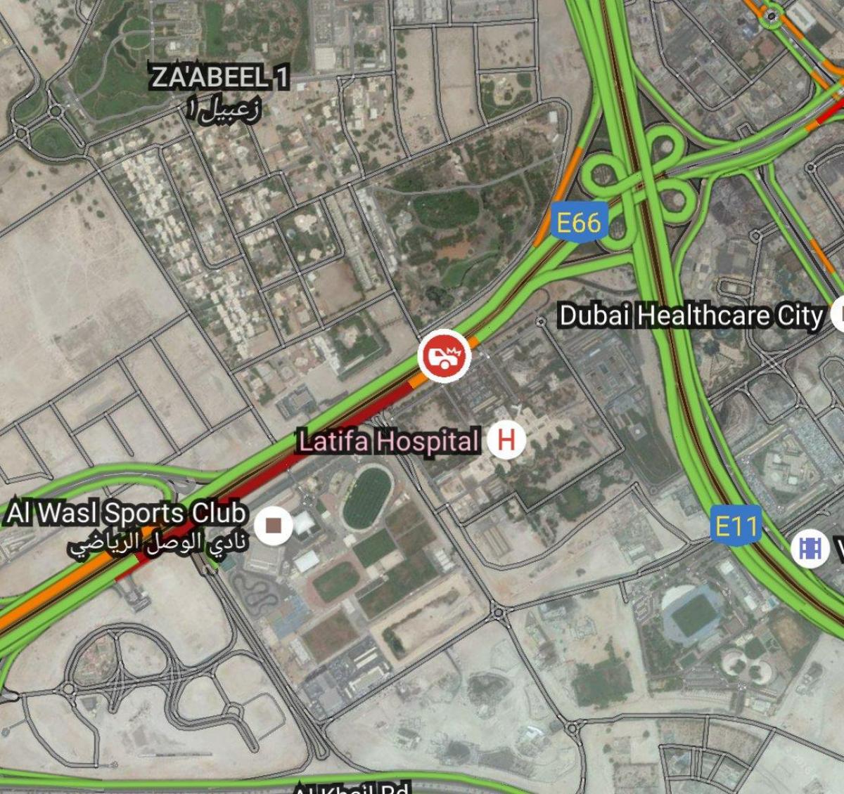 latifa haigla Dubai asukoht kaardil