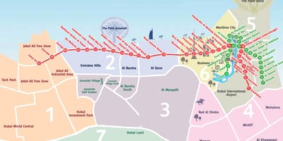 Kaart Dubai linnaosade